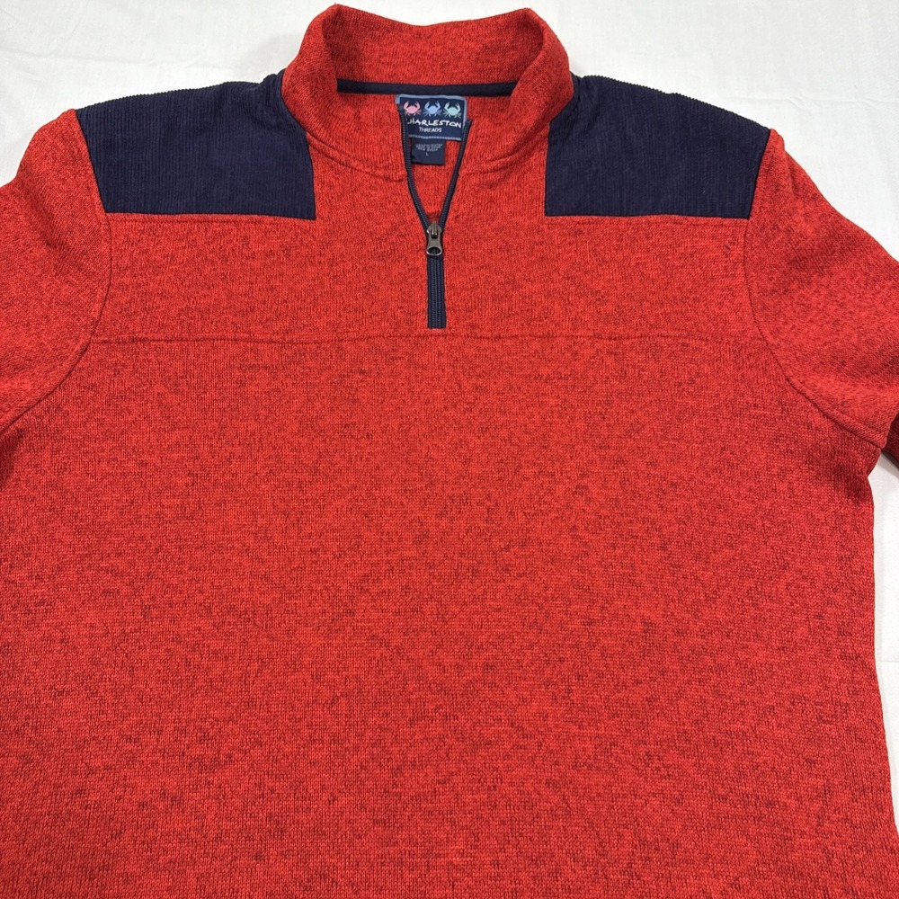 SWEATER SWEATSHIRT Men LRG ‎ PULLOVER FLEECE Corduroy Accent CHARLESTON THREADS